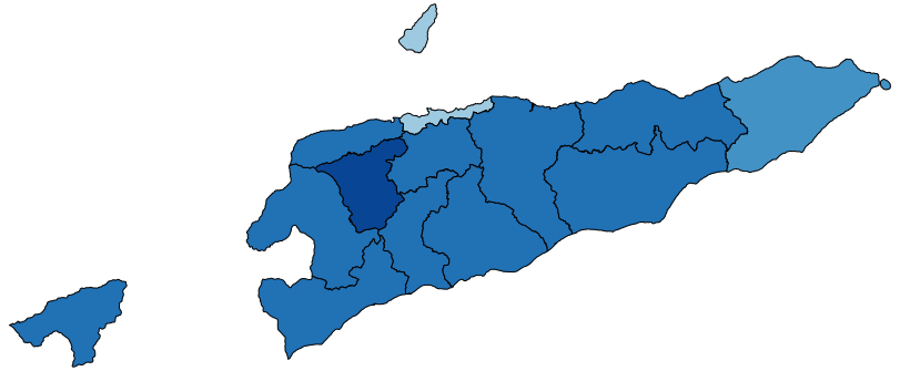 Figure 1b maps the share of adults with some difficulty at the regional level in Timor-Leste