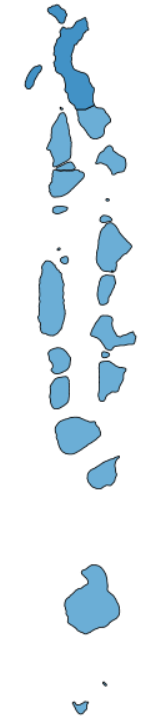 Figure 1c maps the share of adults with at least a lot of difficulty at the regional level in the Maldives