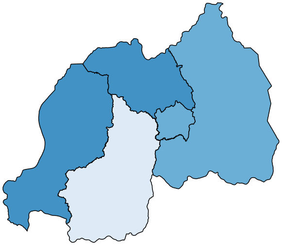 Figure 1a maps the share of adults with no difficulty at the regional level in Rwanda